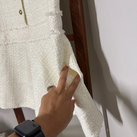 Zara Cream Tweed Mini Dress with Gold Buttons - Picture 3 of 12